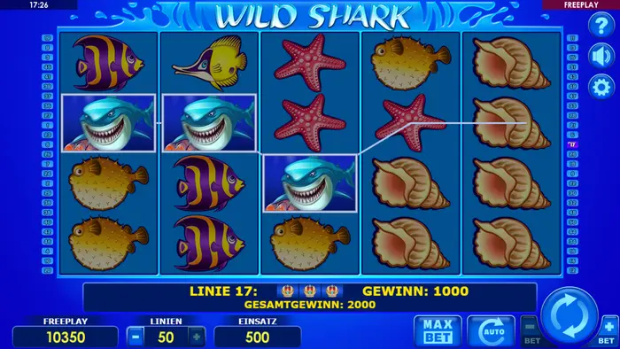Wild Shark Bonusrunde – BONUS erscheint auf Walze 3, Zähler erhöht sich